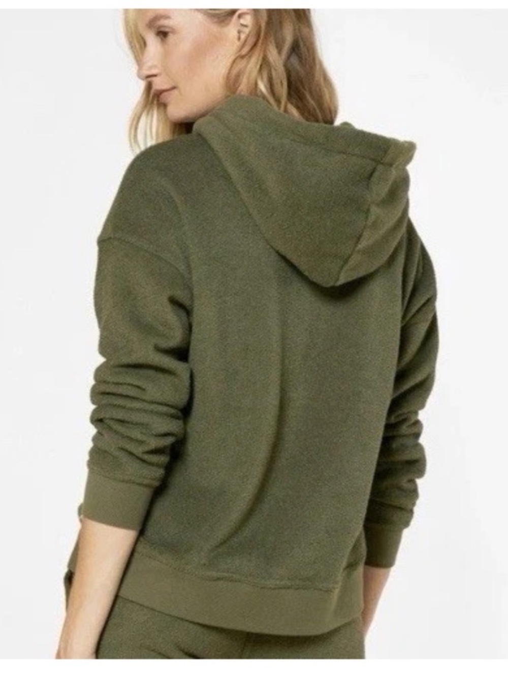 Outerknown Olive Hooded Half-Zip Pullover Sweatshirt - Picture 2 of 6